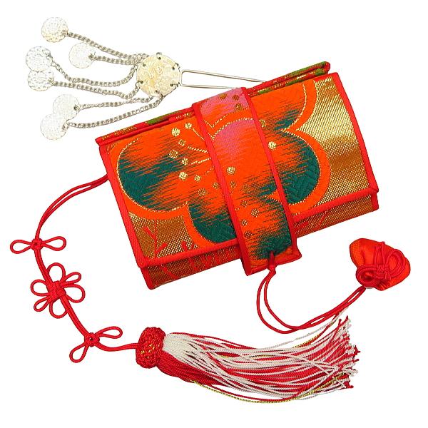 箱せこ 筥迫 はこせこ 単品【梅・朱赤】七五三 女の子【ゆうパケット