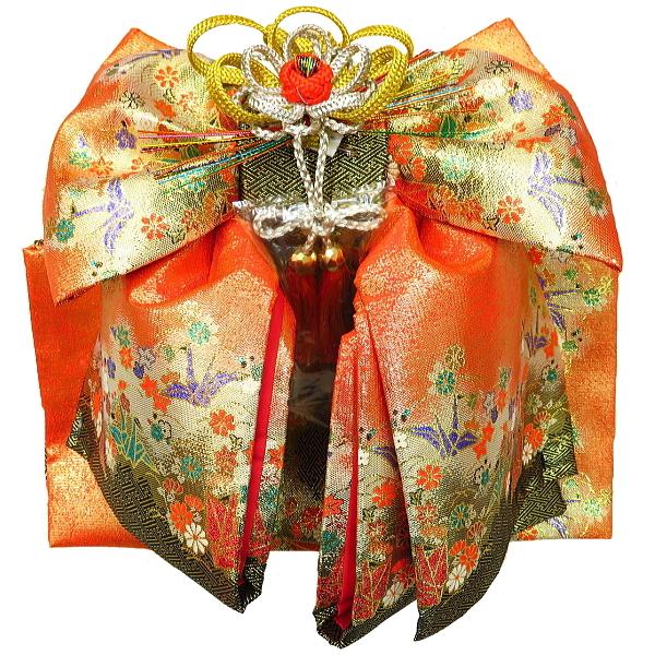 七五三 7歳 女の子 結び帯(大寸)【朱色×鶴】子供用 : 祭屋 そなみ呉服