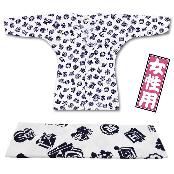 東京江戸一・白まとい（柄）特大サイズ（LL）女性専用鯉口シャツ単品
