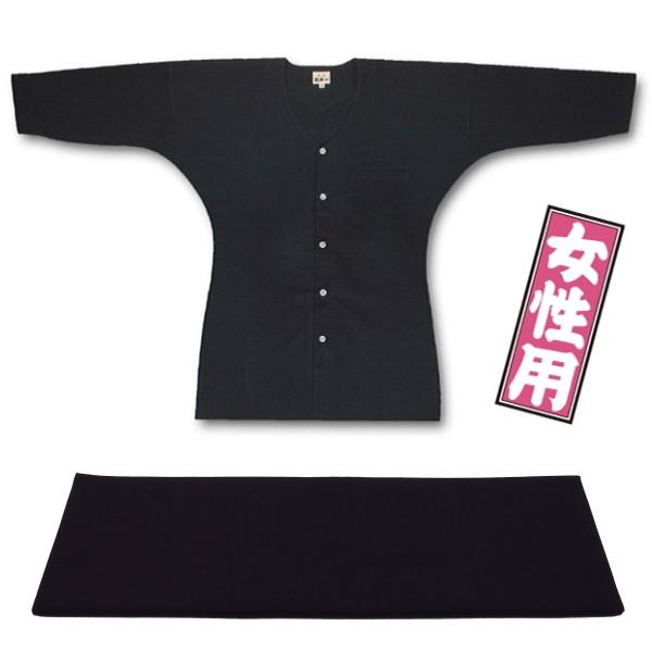 東京江戸一・黒（無地染）特大サイズ（LL）女性専用鯉口シャツ単品 