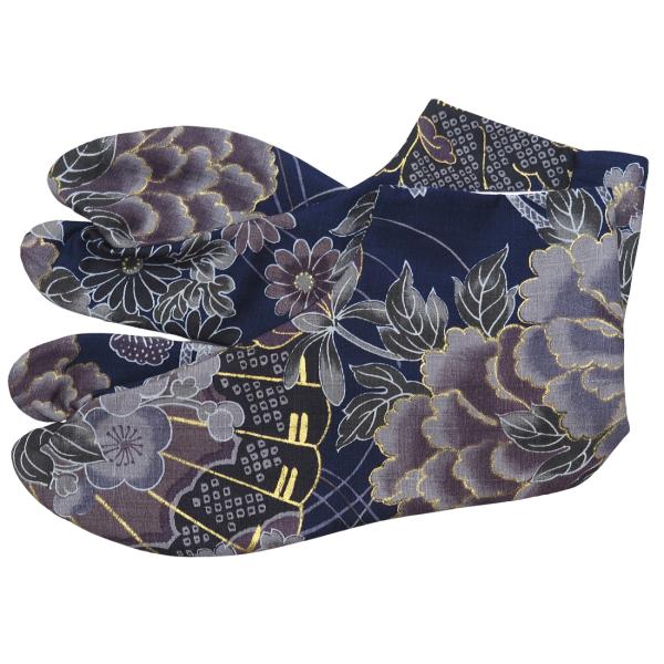 ■「義若」オリジナル！粋な和柄足袋。可愛い和柄足袋、色足袋！オシャレですよー！■お祭り、お正月の着物は勿論、ジーンズとの相性もバッチリ！普段着にもいいですよ！■４枚コハゼ　底は黒色で仕上げております。■商品の柄の出方は生地の裁断によりひとつ...