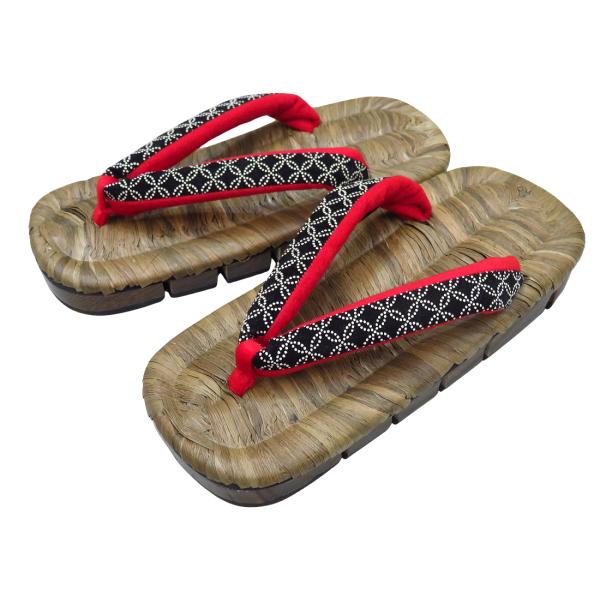 ・とてもお洒落で伝統的な桐八割れ下駄です。・竹皮を染めた表（カラス表）で編んでいるのでシックで高級感があり足ざわりも気持ちが良いです。・通常の下駄より足に馴染んで歩きやすいように下駄の台に切り込みを入れています。・鼻緒はクッションのようにふ...