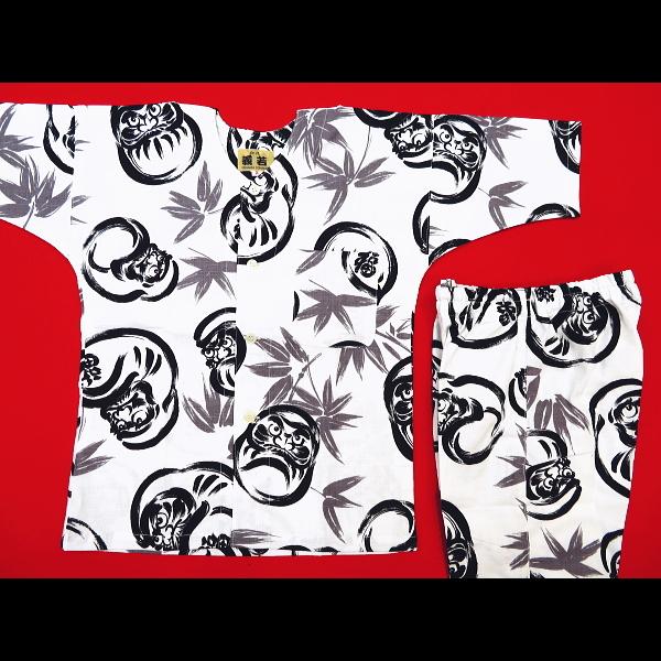 唐草模様 お祭りシャツ130.120.ロンパース80和柄プリント鯉口シャツ