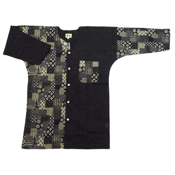 鯉口シャツ 和道楽紬（紺）幅広サイズ（３Ｌ）　大人鯉口シャツ単品 男女兼用 義若オリジナル 鯉口シャツ 和道楽紬（黒）巾広サイズ（3L） 大人鯉口シャツ