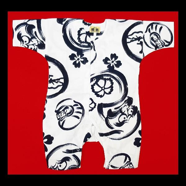 大だるまと家紋 (白)０号サイズ（８０） お祭りロンパース 義若 