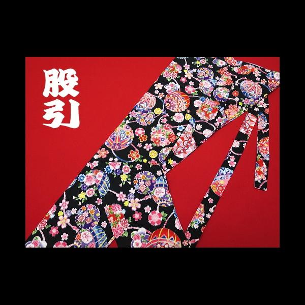 激安 まりに花尽くし(黒）股引き 男女兼用 義若オリジナルセール品 