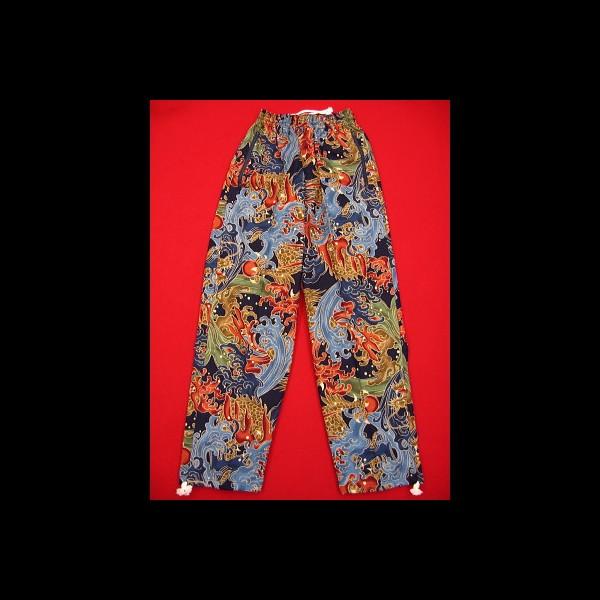 激安 荒波に龍（紺） 和柄ズボン 男女兼用 義若オリジナルセール品