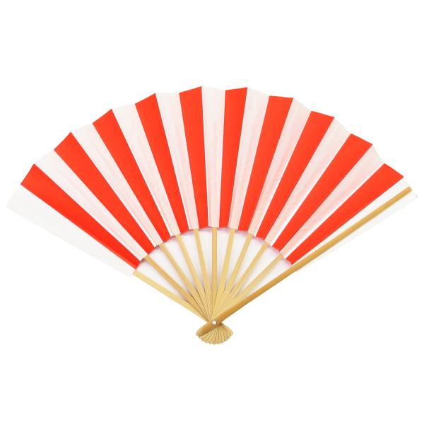 扇子 赤と白の波模様 ケース付き matsuriya-sonami_sence-004