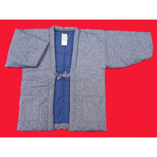 本場久留米！綿入れ半纏！かすり柄（グレー） 男性用フリーサイズ 日本 