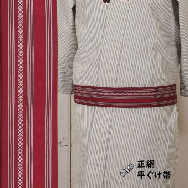 正絹 平ぐけ帯 絹-14（エンジ） : 祭り用品専門店 祭すみたや - 通販