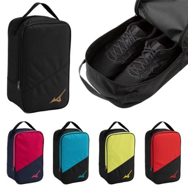 ミズノ シューズケース スポーツ29cmミッドカットシューズ収納可能です。サイズ　L20×W14×H34cmカラー87：ネイビー×ピンク92：ブラック×ターコイズ94：ブラック×ライム95：ブラック×ゴールド96：ブラック×レッドポリエステ...