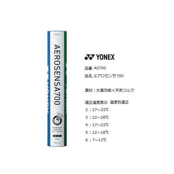 YONEX AS-700 バドミントン シャトル 1ダース YONEX（ヨネックス） エアロセンサ700 AS-700 シャトルコック AS700