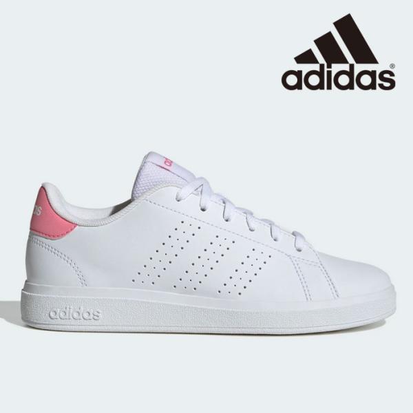adidas（アディダス） ADVANCOURT BASE 2.0 J 白×ピンク スニーカー