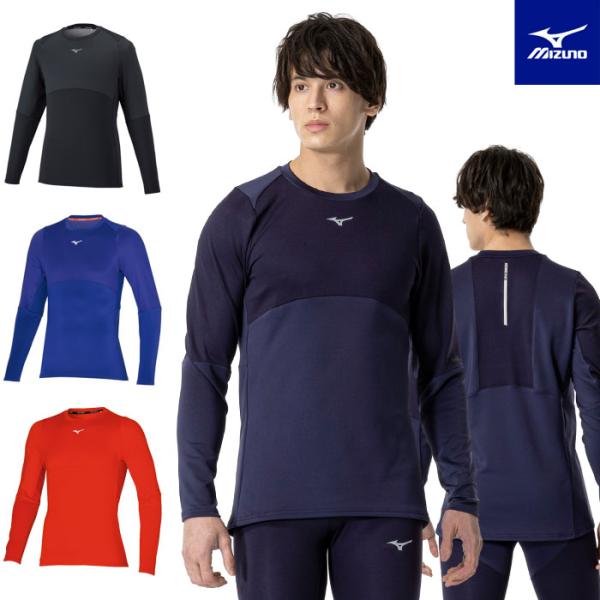 送料無料 ランニングウェア 長袖Tシャツ メンズ サーマルチャージ オーロラ反射 ミズノ J2MA2570