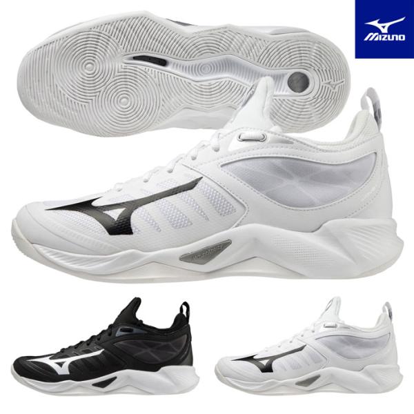 ミズノ バレーボールシューズ メンズ レディースウエーブディメンション足入れの良いブーティーアッパー。ミズノエナジーがスパイクのジャンプをサポート。カラー01：ブラック×ホワイト×グレー09：ホワイト×ブラック甲材／合成繊維×人工皮革底材／...