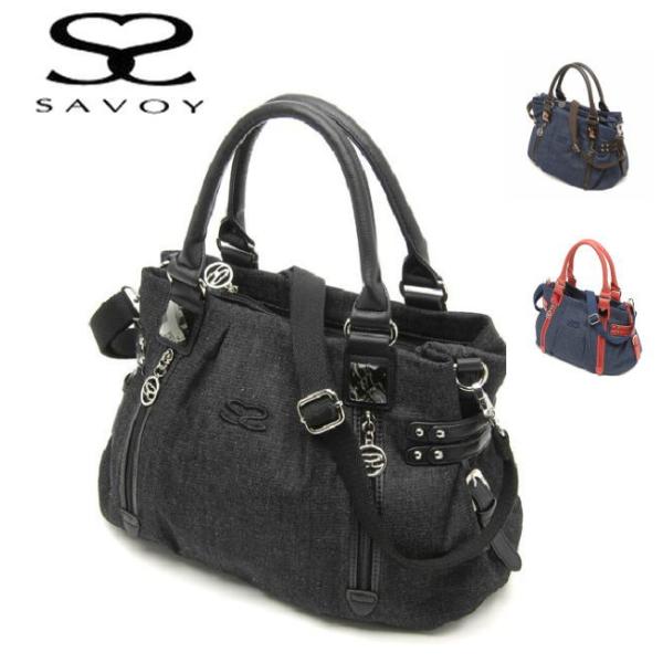 サボイ SAVOY バッグ デニム　ビジュー付き２ウェイハンド1SM0707