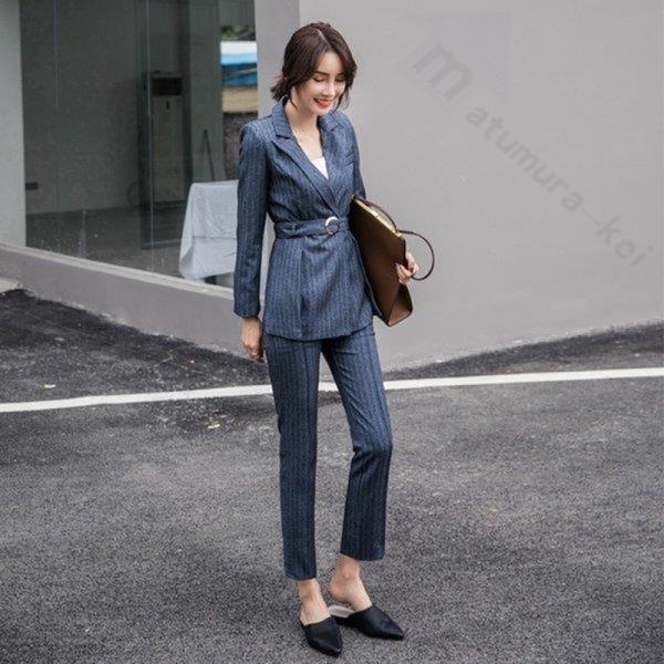 レディース パンツスーツ ビジネススーツ セット 春 夏 秋 冬 ビジネス 通勤 Ol 女性 ストライプ 面接 転職 通勤服 オフィス 仕事 2点セット Zq Nsgzf 0608f128 松村圭 通販 Yahoo ショッピング