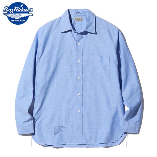 BUZZ RICKSON'S SHIRT, MAN'S COTTON OXFORD CLOTH, 4oz. BLUE No.BR28824