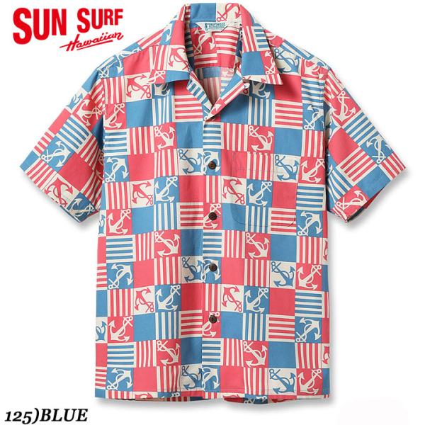SUN SURF コットン S/S 2025 COTTON BROAD OPEN SHIRT “ANCHOR SQUARES” No.SS39506