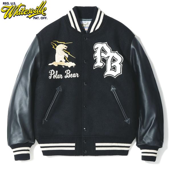 margaretta polar bears ヴィンテージスタジャン WHITESVILLE 30oz. WOOL MELTON AWARD JACKET “POLAR BEAR” (BLACK) No