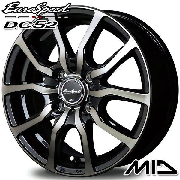 MID ユーロスピード DC52 14インチ 5.5J 4H100 +45 ブラックポリッシュ 