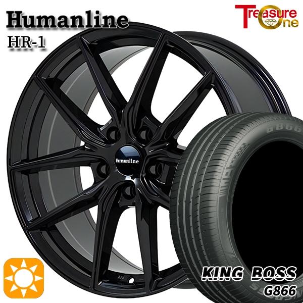 サマータイヤ ホイールセット 215/55R17インチ 5H114.3 ヒューマンライン HR01 BK キングボス G866