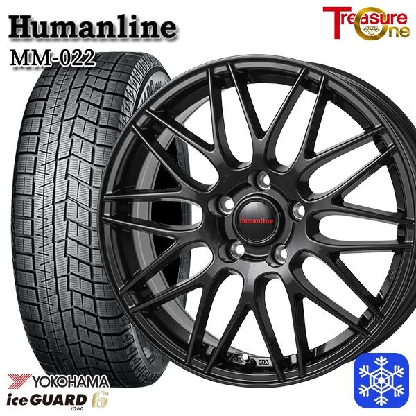 215/50R17インチ ヨコハマ アイスガード IG60 5H114.3 スタッドレスタイヤホイール4本セット ヒューマンライン MM022 BK