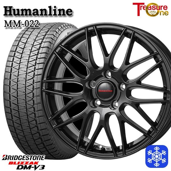 235/60R18インチ ブリヂストン ブリザック DMV3 5H114.3 スタッドレスタイヤホイール4本セット ヒューマンライン MM022 BK