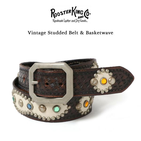 30 Off And King Rooster Co ビンテージスタッズベルト バスケットウェーブ ルースターキング おしゃれ ベルト メンズ 財布 帽子 ファッション小物