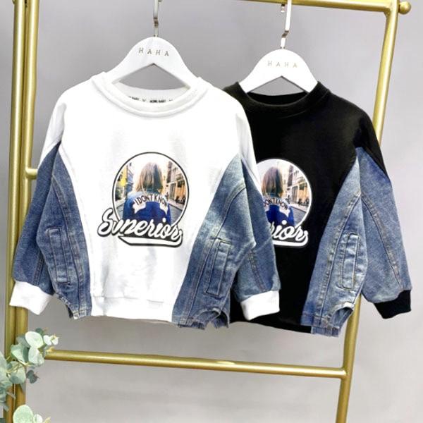 キッズ 子供服 女の子 海外ブランド デニムデザイン薄トレーナー Mv1686 Mavelous 通販 Yahoo ショッピング