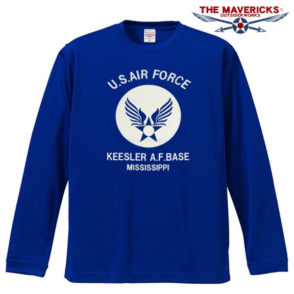 水陸両用 ラッシュガード にも使える メンズ 長袖 ドライ Tシャツ USAF エアフォース / 青 ブルー