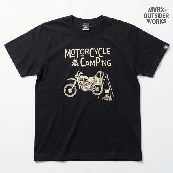 Tシャツ 半袖 メンズ MVRX ブランド MOTO CAMP モデル バイク キャンプ ブラック 黒