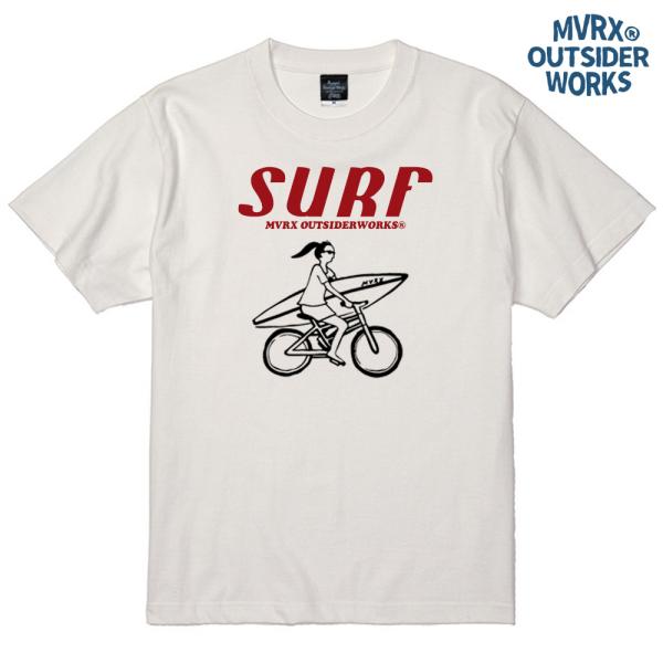 Tシャツ 半袖 メンズ レディース MVRX ブランド SURF モデル 自転車 サーフ サーフィン ホワイト 白 赤 黒