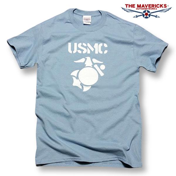 Tシャツ ロゴt メンズ ミリタリー Usmc 米海兵隊 マリンモデル Mavericks 水色 ブルー Usmct Generalstore Yoneya 通販 Yahoo ショッピング