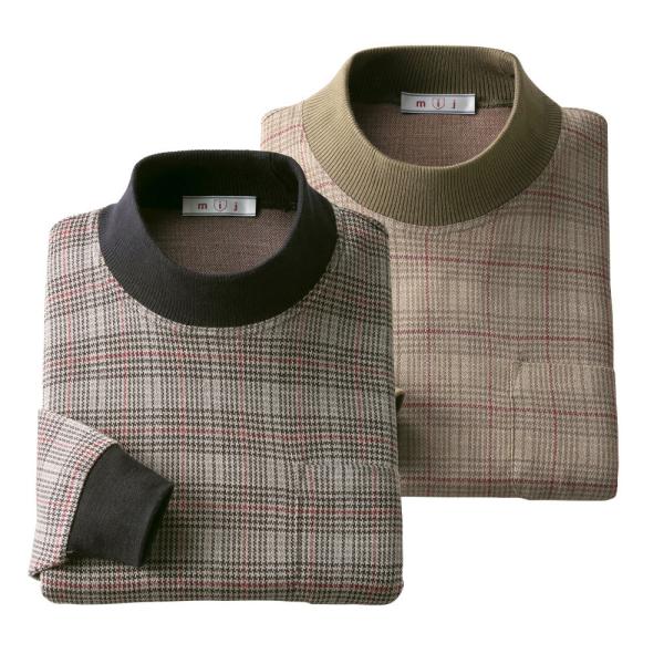 mij/エムアイジェイ 日本製千鳥格子柄ハイネックシャツ 2色組 IW-0024