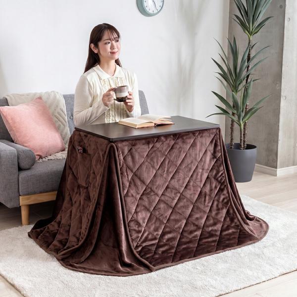こたつ 1人用 デスク 2点セット ハイタイプ 75×40cm 高さ3段階調整 こたつテーブル こたつ布団 省エネ 一人用 パソコンデスク