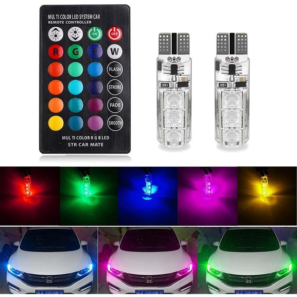 送料無料　イルミネーション　LED バルブ 左右2個セット　カスタム ポジションランプ T10 車幅灯 スモールランプ 16色切替 点灯 リモコン