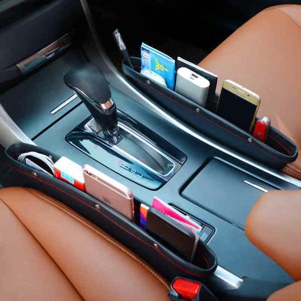 車　コンソール　ボックス　隙間ポケット　2個セット　落下防止　ポケット　小物入れ　車内　収納　ゴミ箱　便利グッズ　ブラック