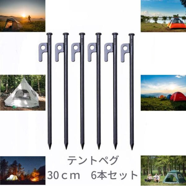 送料無料　6本セット　スチール　ペグ　30cm　テント　キャンプ　キャンプ設営用具　タープ　テントペグ　固定　アウトドア