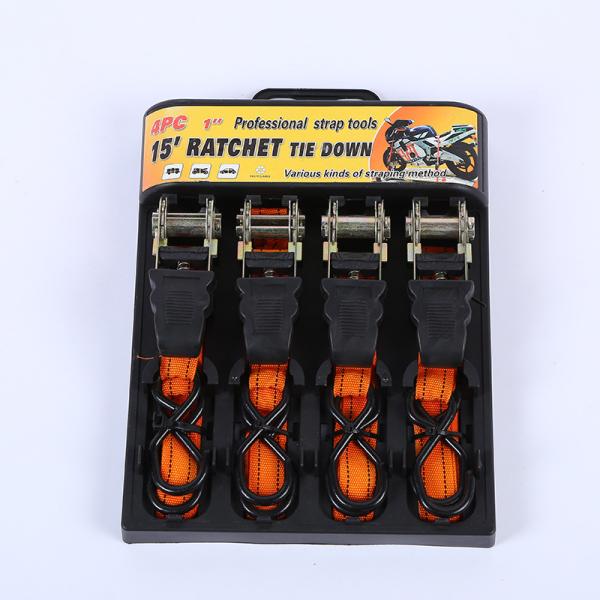 送料無料　4個組 ラッシングベルト ラチェットベルト　ロープ　荷崩れ防止 バイクの輸送　引っ越し　レジャーに大活躍!　固定 安全