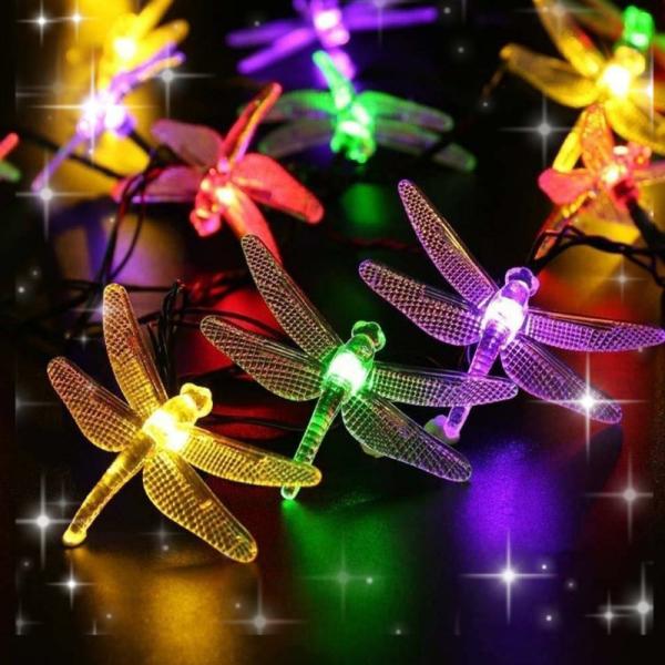 送料無料　乾電池式　30球　３ｍ　とんぼ　蜻蛉　LEDイルミネーション LEDライト 屋外 庭 防滴 クリスマス ガーデンライト　ガーデニングライト