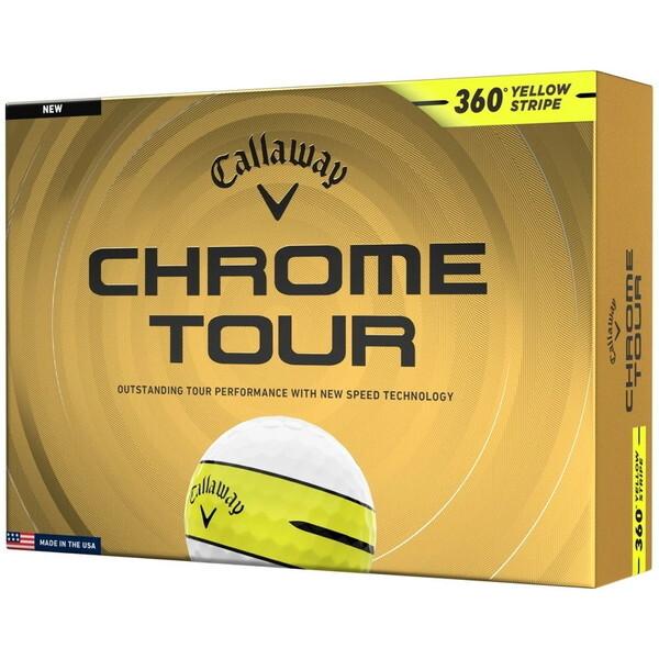 日本正規品 キャロウェイ CHROME TOUR (クロムツアー) ボール 2026年モデル イエロー360°ストライプ 1ダース(12個入り)