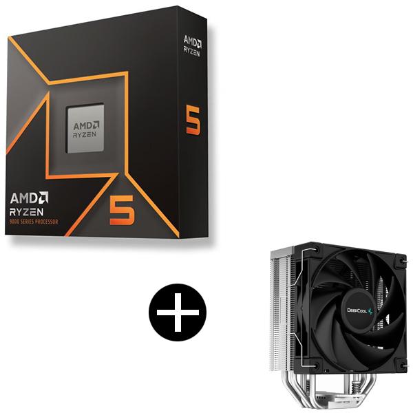 AMD Ryzen 5 9600X CPU トップフロー空冷ファン付き AMD Ryzen 5 9600X W/O Cooler WOF (6C/12T、3.9GHz、65W) CPU +