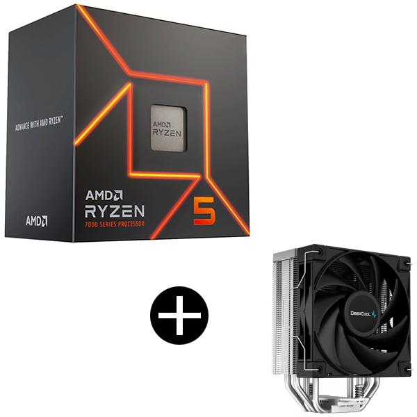 AMD Ryzen 5 7500F CPU + DEEPCOOL R-AK400-BKNNMN-G-1 サイドフロー型