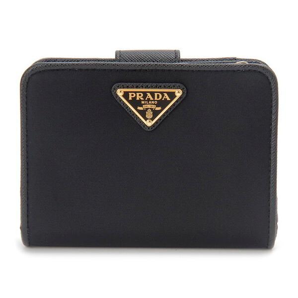 kb様用 海外購入品 PRADA 二つ折り財布 ブラック プラダ 二つ折り財布 財布 レディース SAFFIANO METAL ブラック