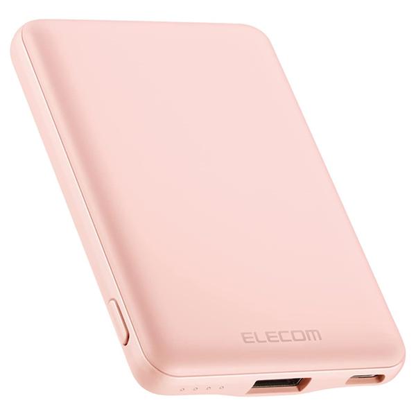 他サイト： エレコム DE-C37-5000PN モバイルバッテリー/リチウムイオン電池/おまかせ充電対応/12W対応/USB-A出力1ポート/Type-C入力5000mAh/ピンクの商品画像