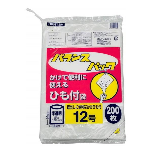 オルディ バランスパック ひも付規格袋 半透明 12号 200枚入 オルディ バランスパック ひも付規格袋 半透明 12号 200枚入