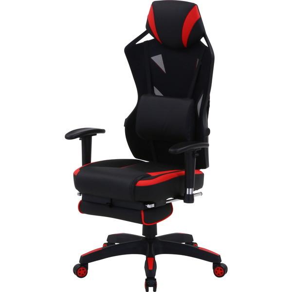 不二貿易 19429 メッシュゲーミングチェア レイズ フットレスト