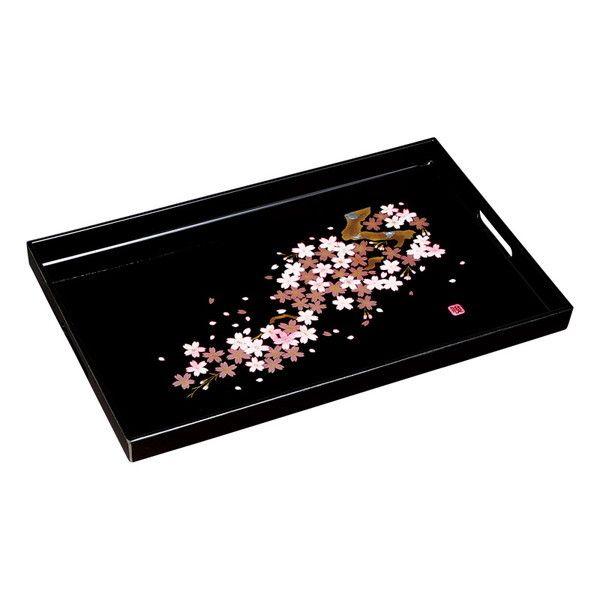 【新品未使用】桜樺細工　亀甲長手盆 (大・小2枚セット) 紀州塗 黒塗 雅桜 15.0長手盆 2452067 : MAXZEN Direct Yahoo!店