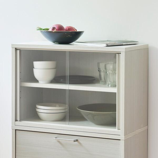 白井産業 FUL-4055GWH WH色 シンプル上置き食器棚 (幅56.6cm高さ38cm